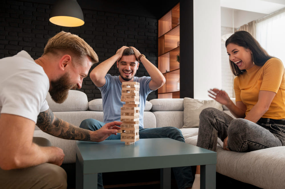 People playing board games at an event